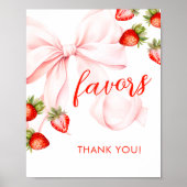Poster Bow Strawberry Baby Shower Favors Sign (Devant)
