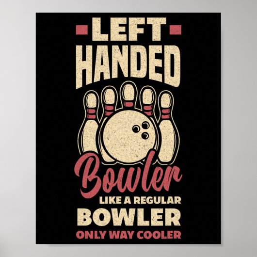 Poster Bowler à gauche amusant Bowling à gauche à main Bo (Devant)