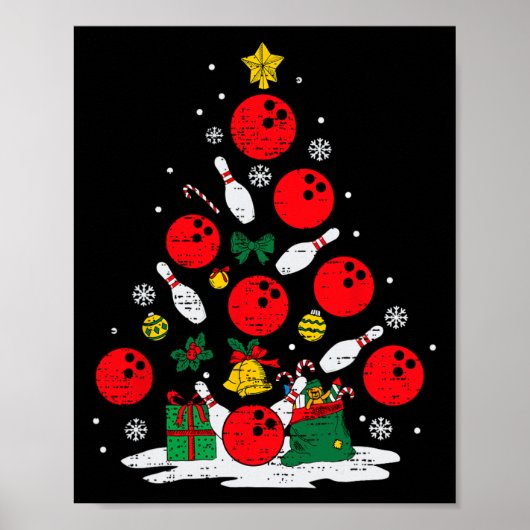 Poster Bowler Noël Tree Lights Xmas Bowler Me Sport (Devant)