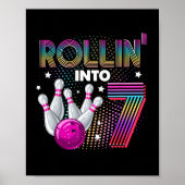 Poster Bowling Anniversaire Fête Rollin Into 7 7e Anniver (Devant)