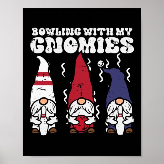 Poster Bowling Avec Gnomies Bowler Gnome Matching Hommes (Devant)