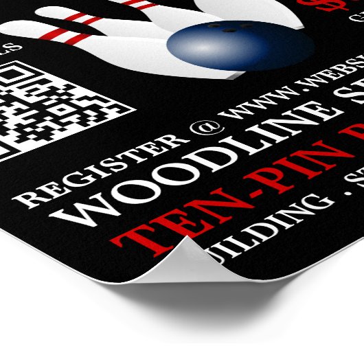 Poster Bowling Ball & Pins, Tournoi de Bowling à dix broc (Coin)