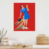 Poster Bowling, Bière, Amusant (Cuisine)