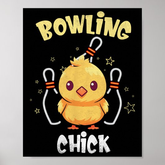 Poster Bowling Chick Funny Chicken Athlete Bowler Men Wom (Devant)
