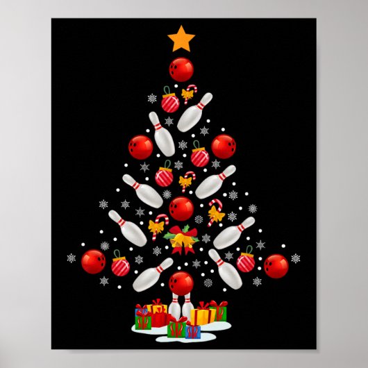 Poster Bowling Christmas Tree Drôle Amateurs de bowling N (Devant)