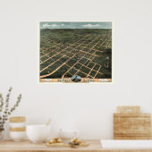 Poster Bowling Green, KY Carte panoramique - 1871 (Cuisine)