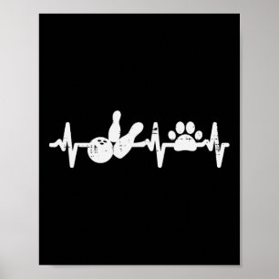 Poster Bowling Heartbeat Chien Chat Paw Cute Pet Bowler F
