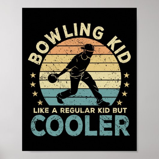 Poster Bowling Joueur de bowling pour enfants drôle (Devant)