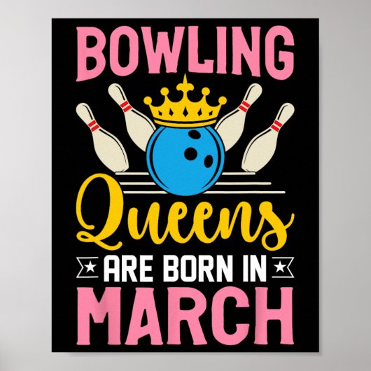 Poster Bowling Marche Anniversaire Femmes Filles Dames Re (Devant)