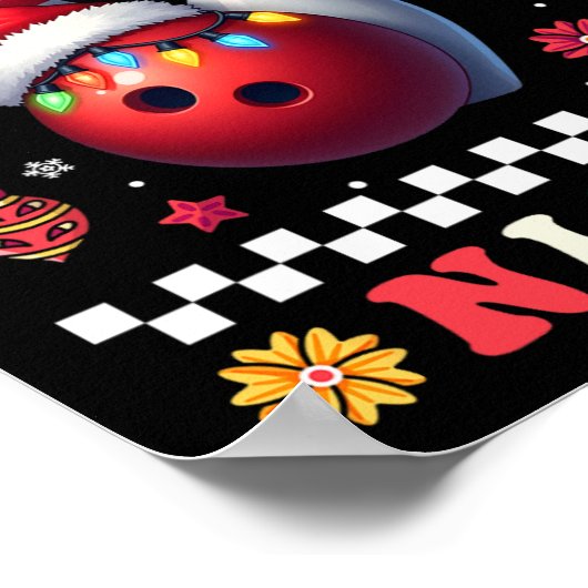 Poster Bowling Noël Oh Bowly Nuit Père Noël (Coin)