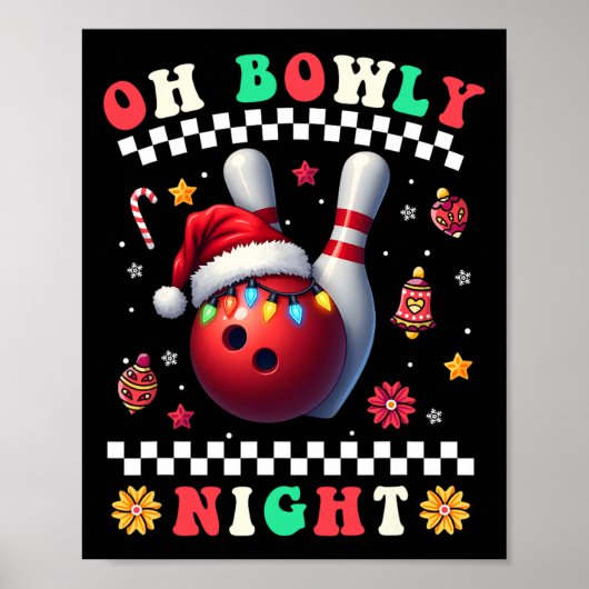 Poster Bowling Noël Oh Bowly Nuit Père Noël (Devant)