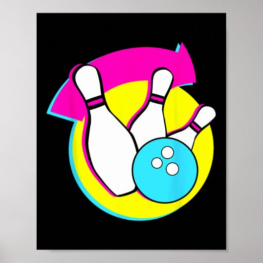 Poster Bowling Party Funny Retro Bowling Joueurs Bowler (Devant)