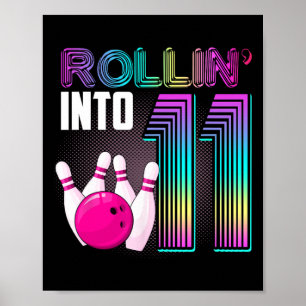 Poster Bowling Party Rollin' Into 11 11e anniversaire fil