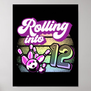 Poster Bowling Party Rolling Dans 12 Bowling Anniversaire