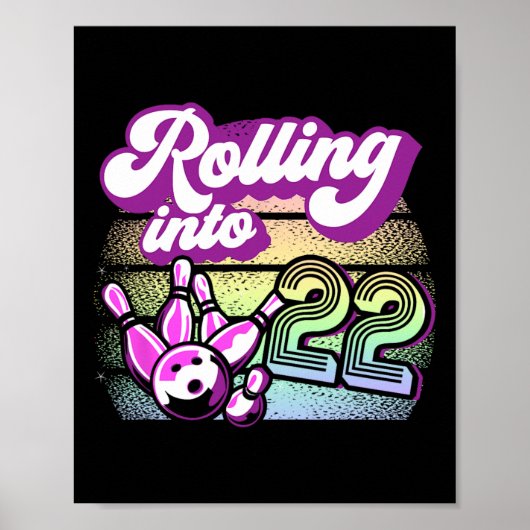 Poster Bowling Party Rolling Dans 22 Bowling Anniversaire (Devant)