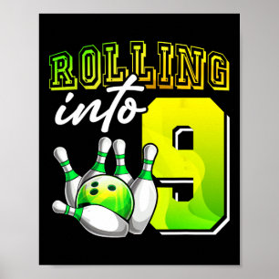 Poster Bowling Party Rolling dans 9 9e anniversaire fille