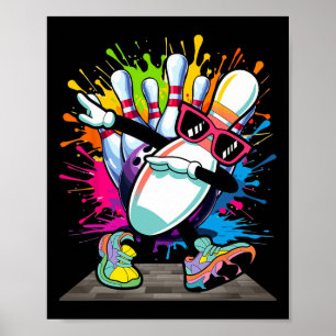Poster Bowling Pin Dabbing Sungles Bowler Player Kids Boy