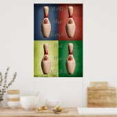 Poster Bowling, Roulez le Rocher, Frappez les Quilles (Cuisine)