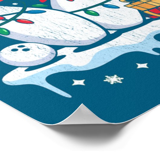 Poster Bowling Santa Hat Funny Christmas Long Sleeve (Coin)