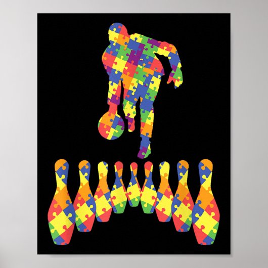 Poster Bowling Sensibilisation sur l'autisme Tee Pour Sen (Devant)