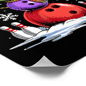 Poster Bowling Snowman Bowling Joueur Santa Hat Noël (Coin)