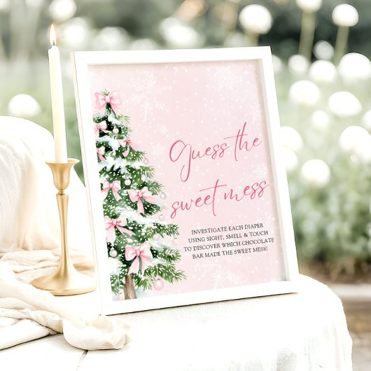 Poster Bows Baby shower de Noël Devinez le doux mess