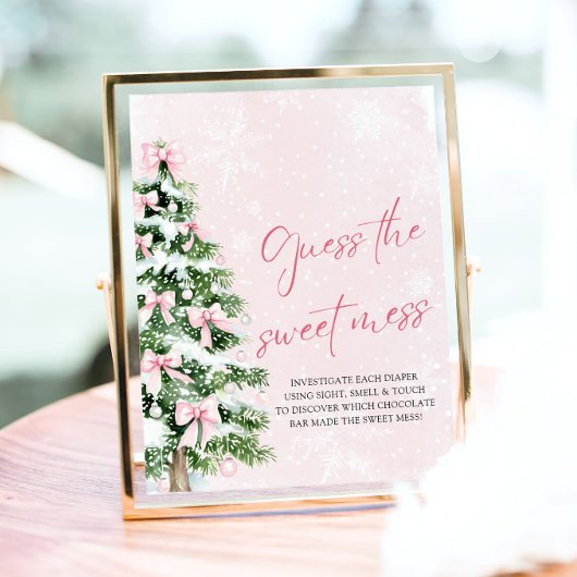 Poster Bows Baby shower de Noël Devinez le doux mess