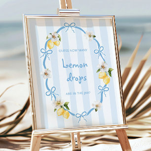 Poster Bows bleu citron méditerranéen Devinez combien