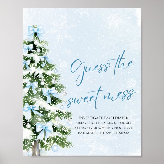 Poster Bows Christmas Baby Shower Guess the Sweet Mess (Devant)