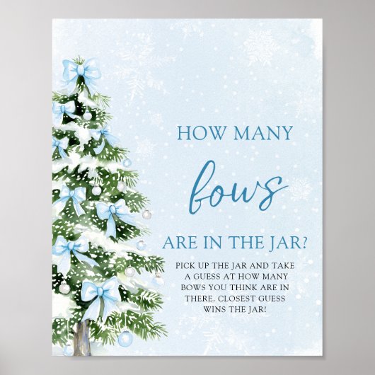 Poster Bows Christmas Guess How Many Bows Baby Shower  (Devant)