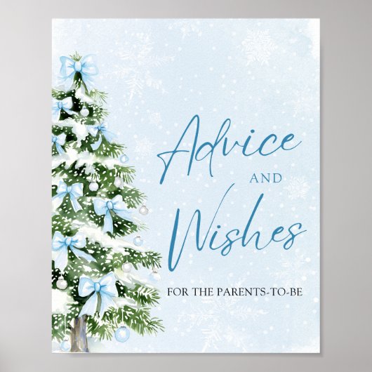 Poster Bows Christmas Tree Baby Shower Advice and Wishes (Devant)