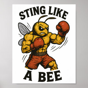 Poster Boxe Abeille Assis Comme Un Kickboxer Abeille Puis
