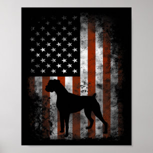Poster Boxe American Flag Chemise Usa 4 juillet chien cad
