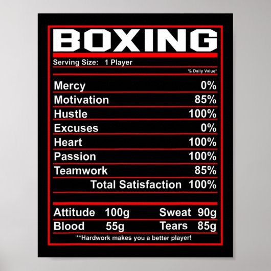 Poster Boxe amusante Boxer de la valeur nutritive (Devant)