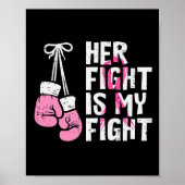 Poster Boxe de cancer du sein Gants Son combat Mon combat (Devant)