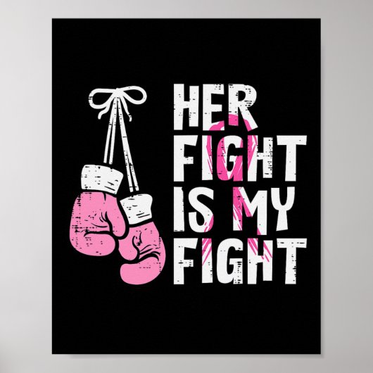 Poster Boxe de cancer du sein Gants Son combat Mon combat (Devant)