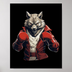 Poster Boxe de loup Boxeur Boxe Arts martiaux mixtes Kick