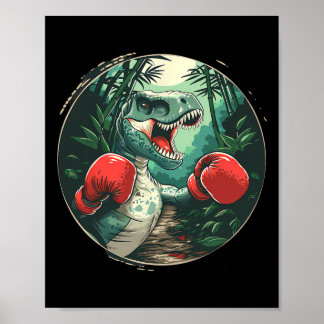 Poster Boxe Dinosaure Boxer Dino Kickboxing T-rex Boxe