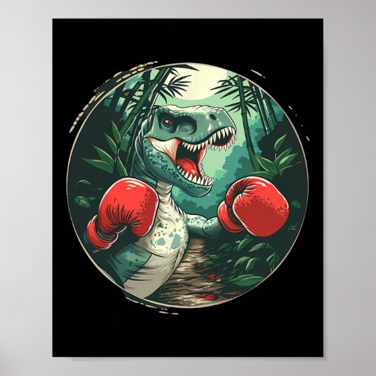 Poster Boxe Dinosaure Boxer Dino Kickboxing T-rex Boxe (Devant)