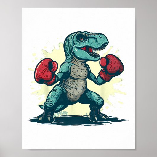 Poster Boxe Dinosaure Boxer T-rex Kickboxing Dino Boxe (Devant)