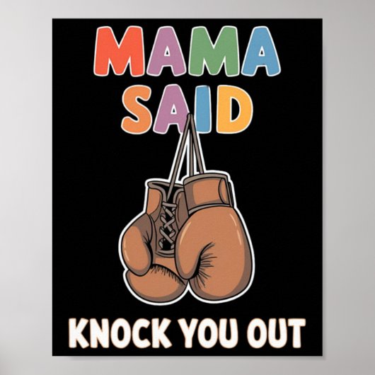 Poster Boxe Kickboxing Mama a dit Knock U Out Fighting S (Devant)