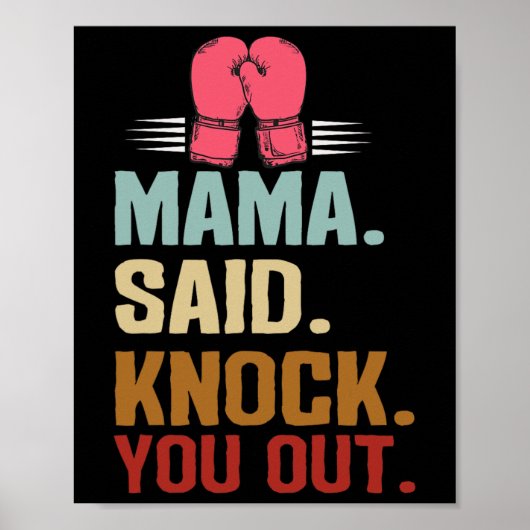 Poster Boxe Kickboxing Maman a dit vous frapper la fête d (Devant)