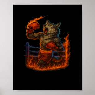 Poster Boxe Lover Wolf Mixed martial art Fighter Werewolf