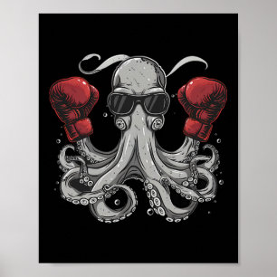 Poster Boxe Octopus Lover Ocean Sea Creature Boxer Kick