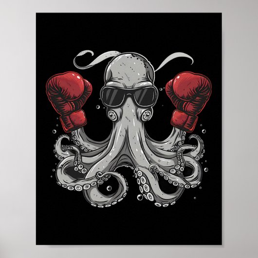 Poster Boxe Octopus Lover Ocean Sea Creature Boxer Kick (Devant)