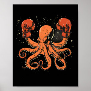 Poster Boxe Octopus Lover Ocean Sea Creature Boxer Kick