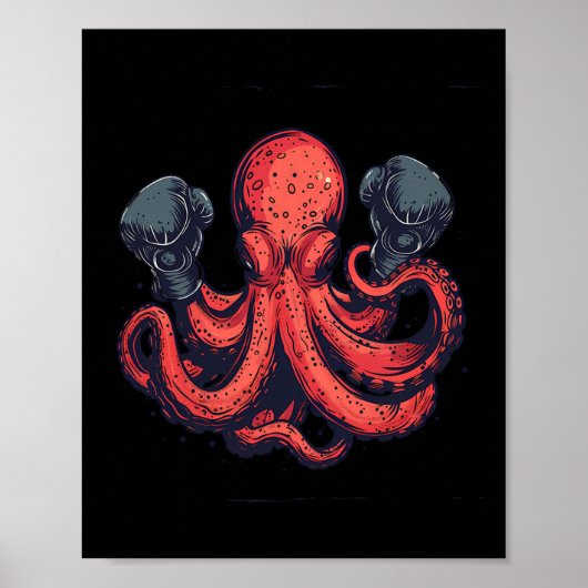 Poster Boxe Octopus Lover Ocean Sea Creature Boxer Kick (Devant)
