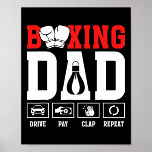 Poster Boxe Papa Conduit Paie Clap Boxe Père
