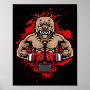 Poster Boxe Pit Bull Aime Pitbulls Entraînement Chien Ani