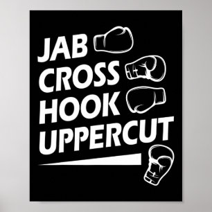 Poster Boxe Sport Jab Cross Hook Uppercut Boxer Birthda
